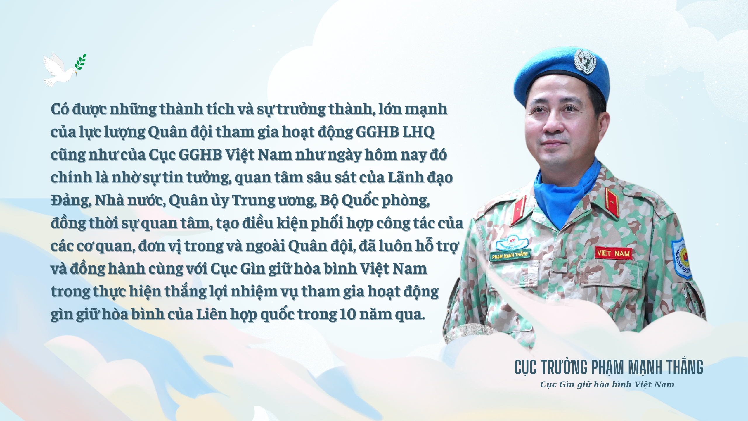 Thiếu tướng Phạm Mạnh Thắng, Cục trưởng Cục Gìn giữ hoà bình Việt Nam (Ảnh: Báo Nhân dân)